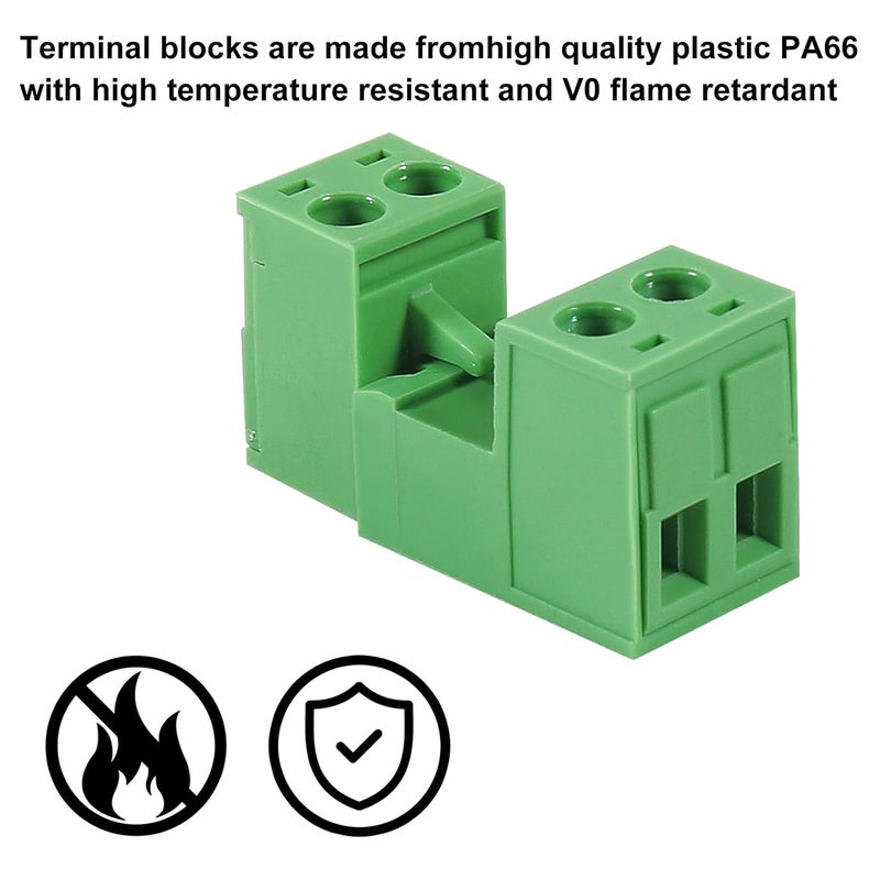 Meimom 10PCS 2 Pin 5.08mm Pitch Pluggable PCB Angle Screw Terminal Block Plug Connector Socket Panel Mount DIY with 10Pcs 2 Pin Phoenix Plug - Image 5